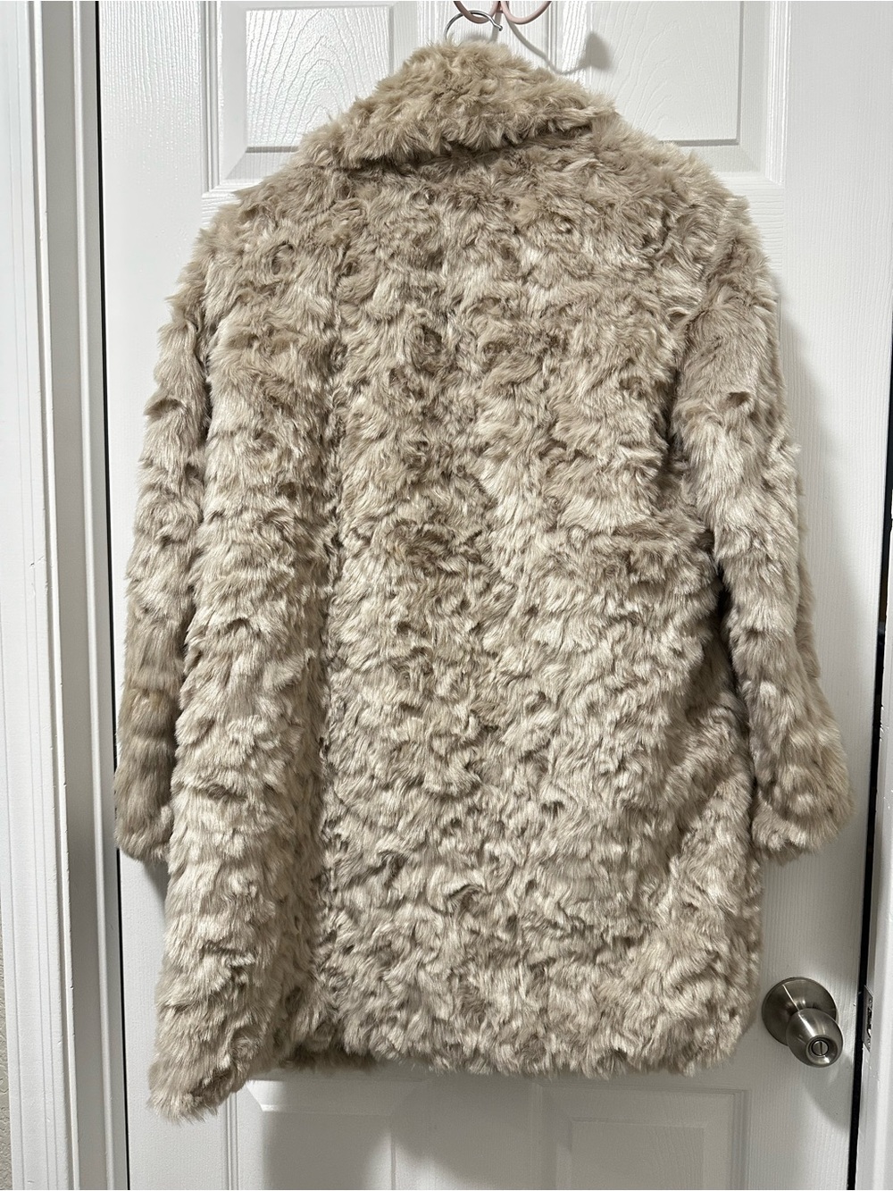 Mango Suit Faux Fur Coat Teddy Coat Beige Cream Open Front Jacket XS - Picture 6 of 6